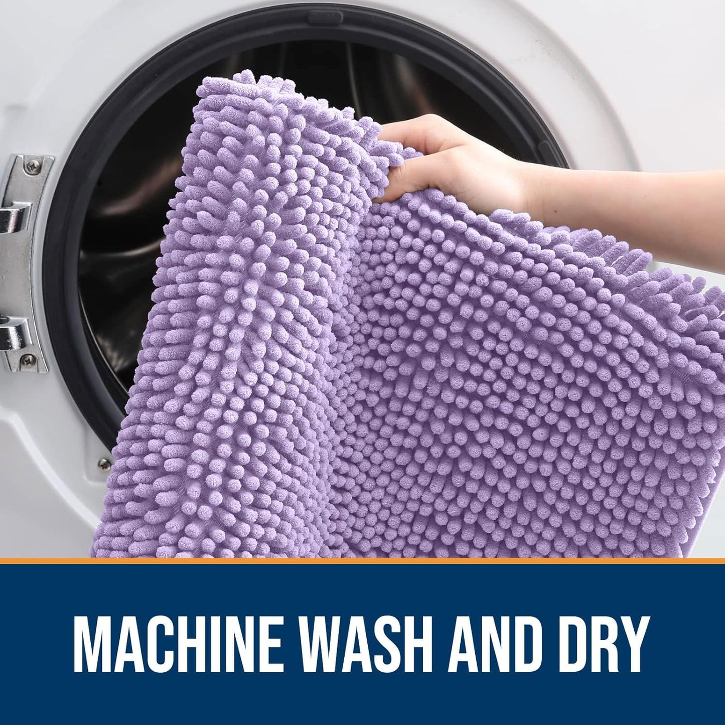 OLANLY Dog Door Mat for Muddy Paws 59x35, Absorbs Moisture and Dirt, Absorbent Non-Slip Washable Doormat, Quick Dry Chenille Mud Mat for Dogs, Entry Indoor Entryway Carpet for Inside Floor, Lavender