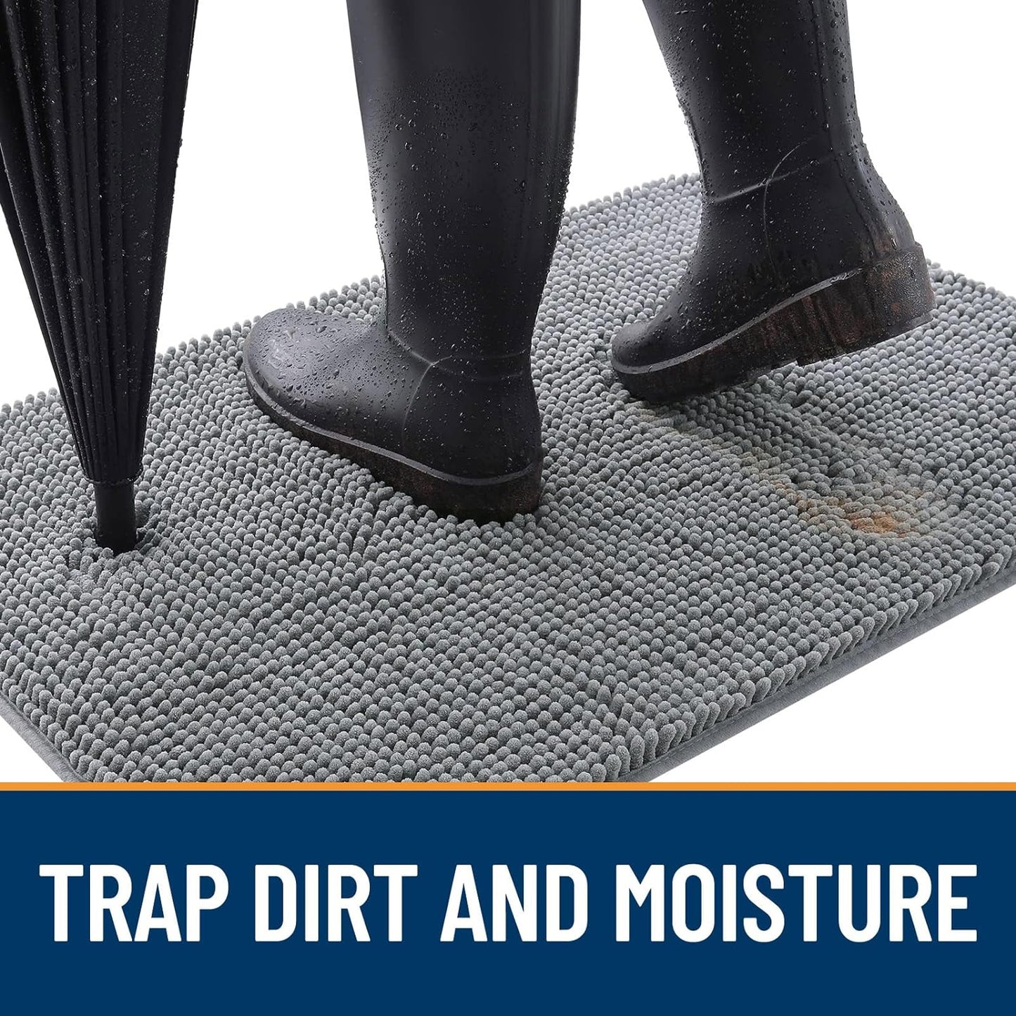 OLANLY Dog Door Mat for Muddy Paws 44x32, Absorbs Moisture and Dirt, Absorbent Non-Slip Washable Doormat, Quick Dry Chenille Mud Mat for Dogs, Entry Indoor Entryway Carpet for Inside Floor, Grey