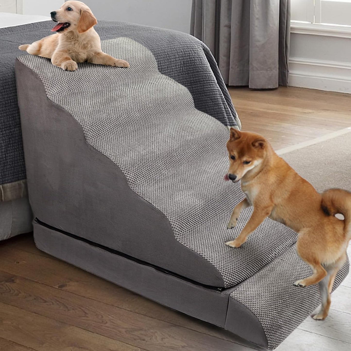 Soft Dog Stairs & Steps for High Beds 28 Inches High Tall, LitaiL Pet Stairs/Steps for High Beds for Small Large Dogs, Non-Slip Dog Ramps for Bed, for Older Cats