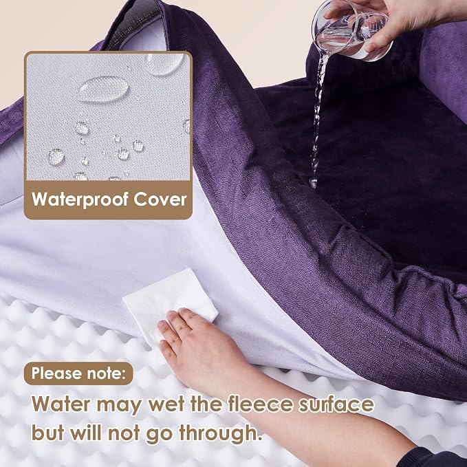 EHEYCIGA Orthopedic Small Dog Bed, Waterproof Memory Foam Washable Pet Beds | Non-Slip Bottom and Egg-Crate Foam Medium Pet Couch Bed with Washable Removable Cover, Purple