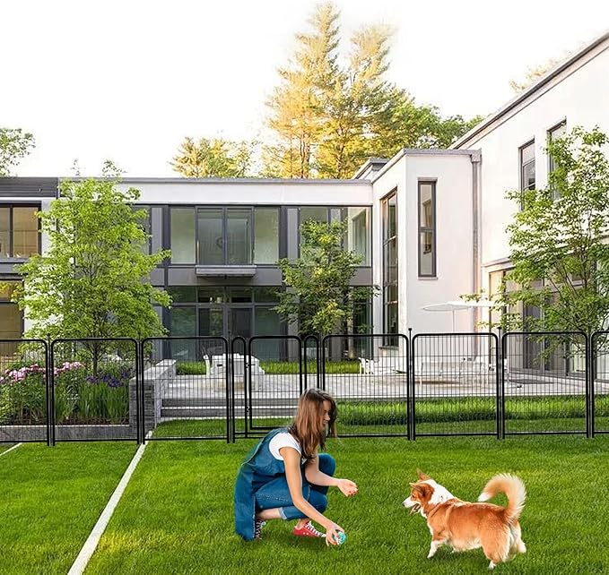 Getlay Dog Fence Outdoor 40inch 8 Panels with Door, Puppy Playpen Indoors, Metal Dog Pen Heavy Duty Pet Puppy Exercise Pen for Rv Camping Garden Yard, Wide Door Low Threshold Total 31 Ft Long