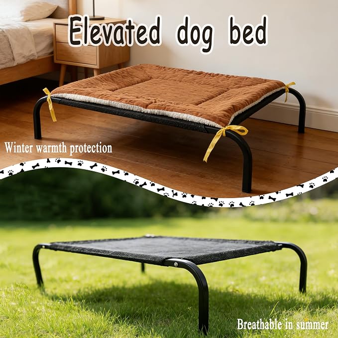 XCL Elevated Dog Bed for Large Dogs, Cooling Raised Dog Bed, Outdoor and Indoor Breathable Mesh Non-Slip Frame Pet Beds, Easy Clean, Installation, Equipped with Pet Cushion, 40In (Black, Large)