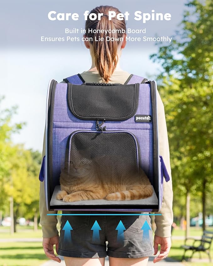 pecute Cat Backpack Expandable, Cat Carrier with Breathable Window