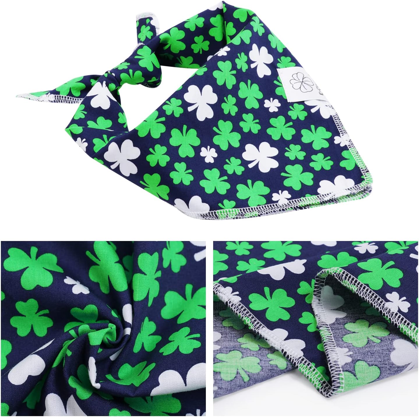 E-Clover Spring Dog Bandana & Matching Scrunchie Set Shamrock Lucky Dog Bandanas Scarf with Bow Hair Ties for Medium Large Dogs & Pet Owner Mom