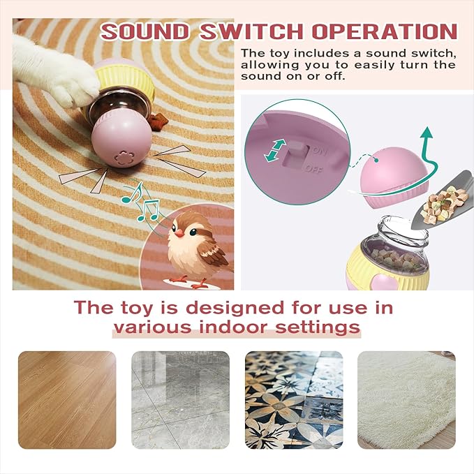 Cat Treat Dispensing Toy Kitten Puzzle Feeder & Food Dispenser Ball - Kitty Enrichment Toys for Indoor Cats Kitty Stimulating Tous