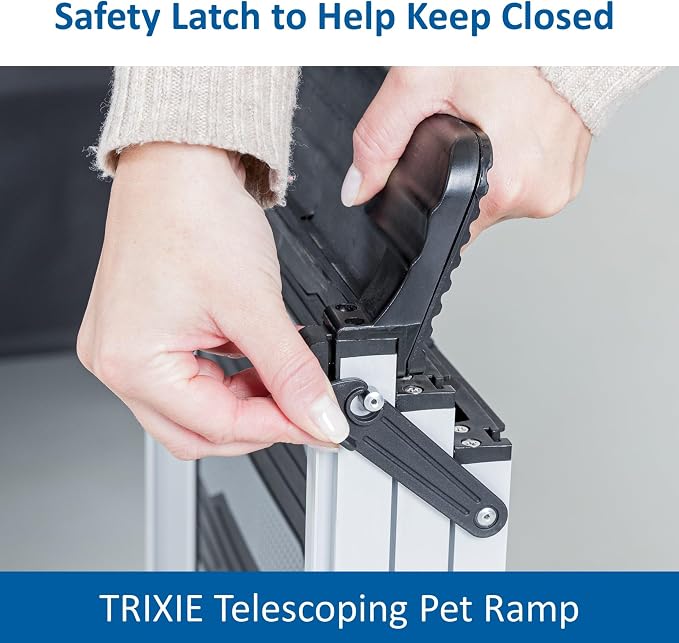 Trixie Telescoping Dog Ramp, Silver/Black | Adjustable Lengths, Made of Lightweight Aluminium, Ideal for Cars and SUVs, Easily Adjustable