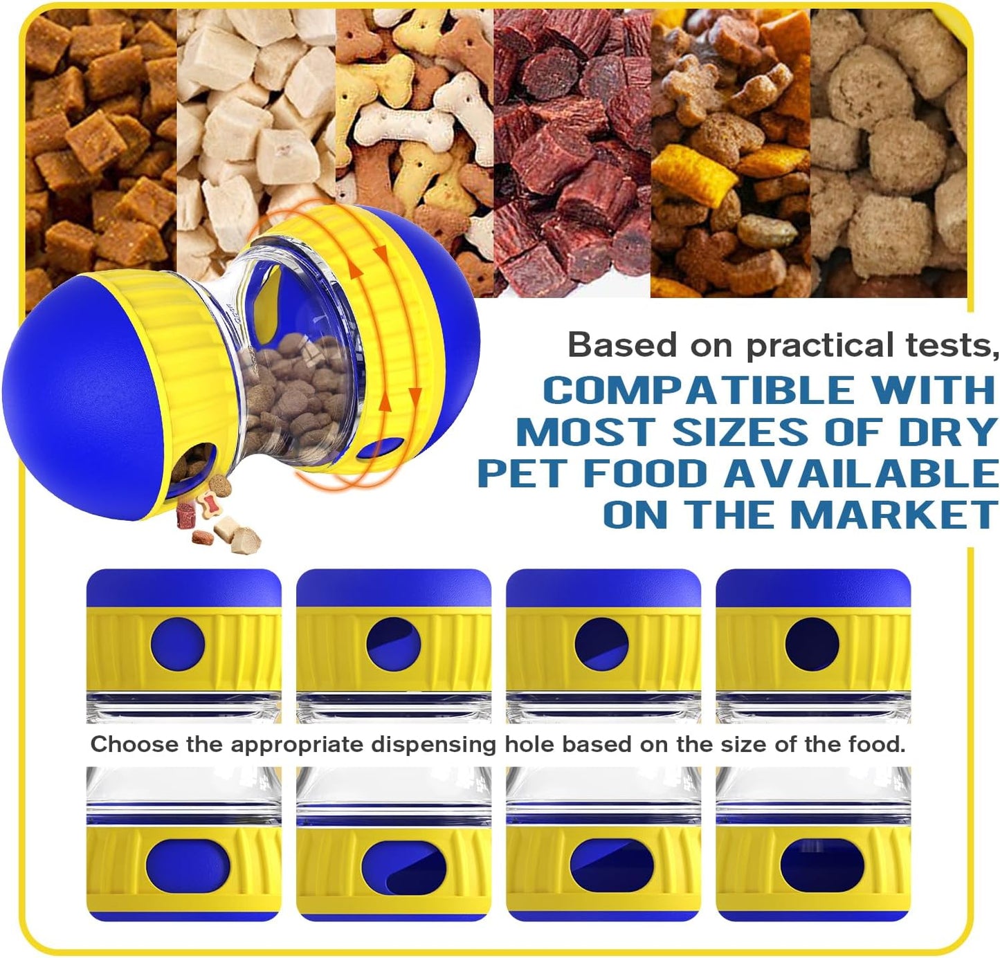 Dog Treat Dispensing Puzzle Toy Adjustable Food Dispenser Slow Feeder Puppy Enrichment Training Rolling Ball Pet Interactive Chase Toys for Small Medium Large Dogs to Keep Them Busy