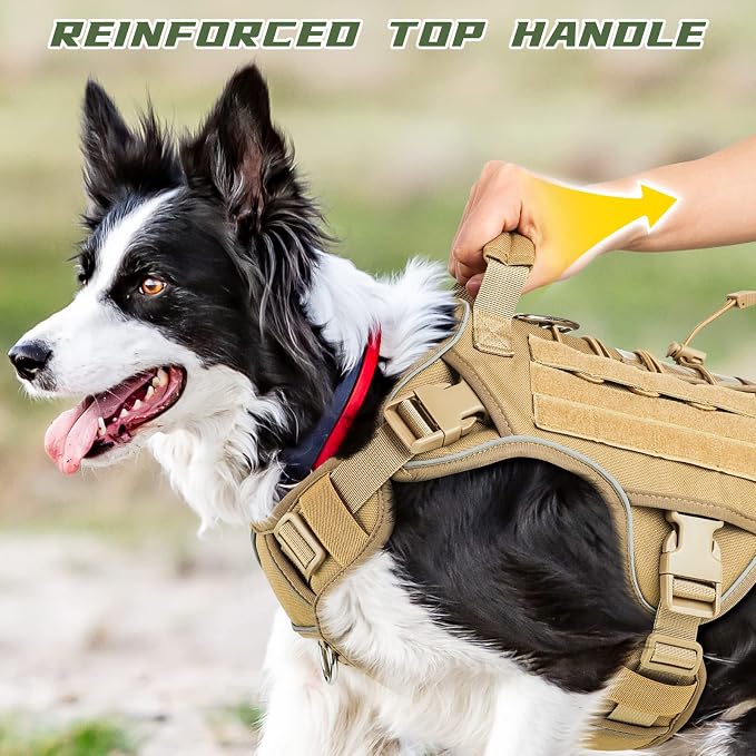 WINGOIN Tactical Dog Harness for Medium Dogs,Heavy Duty No Pull Dog Harness | with Handle,Adjustable Reflective,Military K9 Style,Big Size Dog Vest,for German Shepherd,for Walking Training Hunting