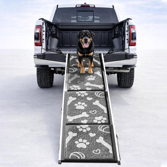 Heavy-Duty 22 lb Dog Ramp for Large Dogs, Car, SUV & Truck, 71" Long x 20" Wide, Built for Maximum Stability, Aluminum Pet Ramp with Side-Strap Stability System, 250 lb Capacity