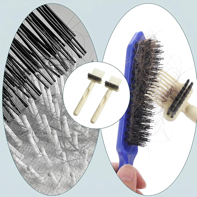 2-in-1 Hair Brush Cleaner & Remover Tool Brush Cleaning Tool Comb Cleaner Effective Hairbrush Cleaners Small and Portable for Travel Man Woman Home Salon Removing Hair Dust