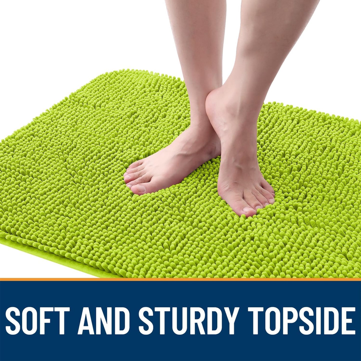 OLANLY Dog Door Mat for Muddy Paws 30x20, Absorbs Moisture and Dirt, Absorbent Non-Slip Washable Doormat, Quick Dry Chenille Mud Mat, Entry Indoor Entryway Carpet for Inside Floor, Bright Green