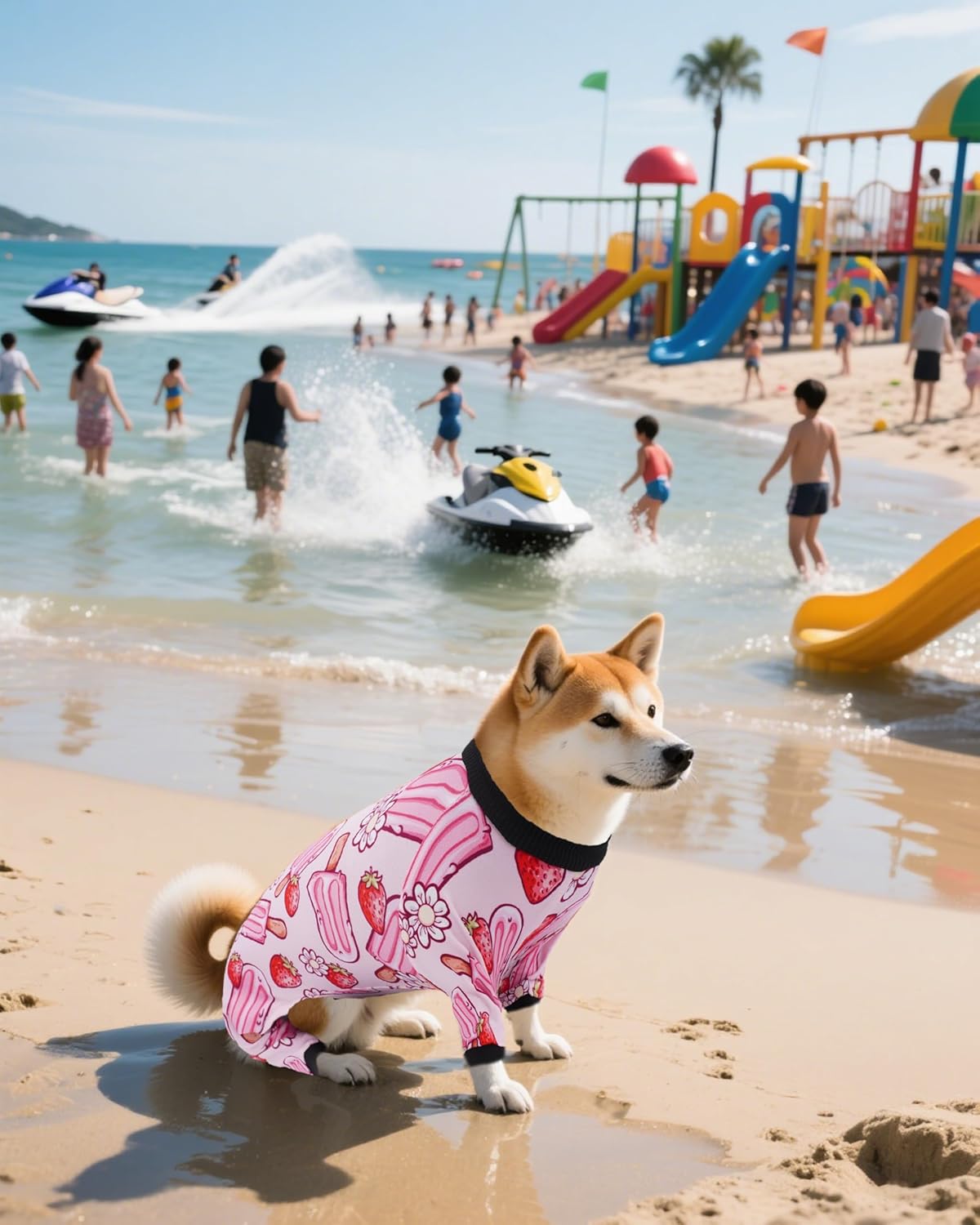 PET SHOW 4 Pack Dog Pajamas for Small Medium Dogs Girl Soft Stretchy PJs Paw Floral Jumpsuit Dog Doughnut Ice Cream Onesies Outfits with Sleeve Pets Breathable Summer Clothes Costume XL