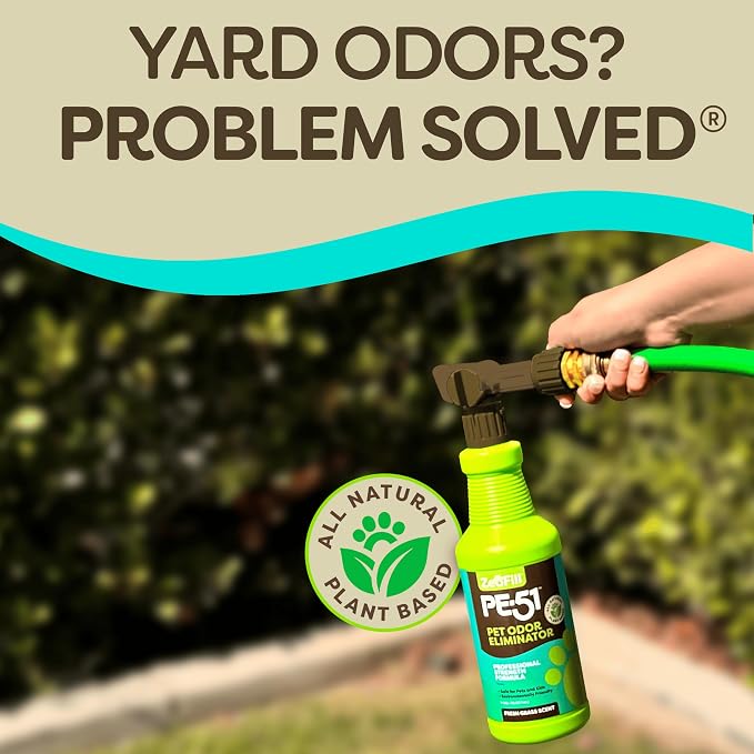 ZEOFILL PE-51 Pet Odor Eliminator - Outdoor Odor Eliminator for Pets, Cat Urine, Dog Pee, and Poop | Artificial Turf, Lawn, Yard, Decks & Patio Smell Remover | Natural Eco-Friendly Enzymes | 2 Gallon