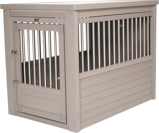 New Age Pet ECOFLEX Dog Crate End Table - Furniture-Style Pet Crate for Crate Trained Dogs - Stainless Steel Tubing & a Latched Closure - 10 Year Manufacturer's Warranty