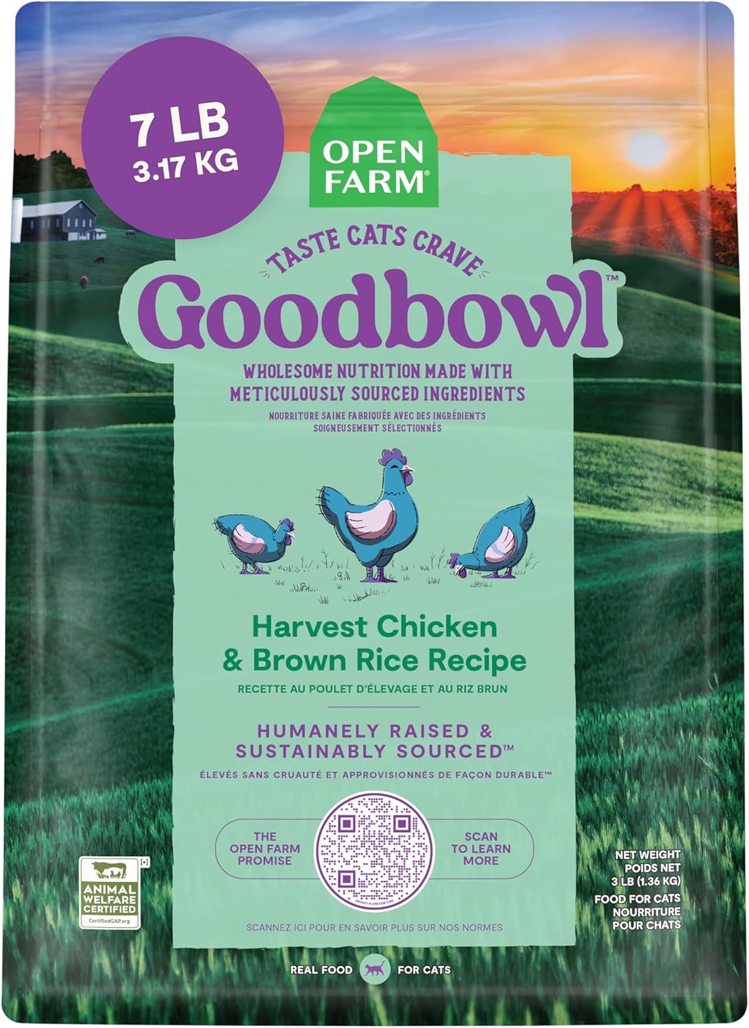 Open Farm Goodbowl, Protein Rich Dry Cat Food Made from Meticulously Sourced Simple Ingredients, Harvest Chicken & Brown Rice Recipe, 7lb Bag (112oz Bag)