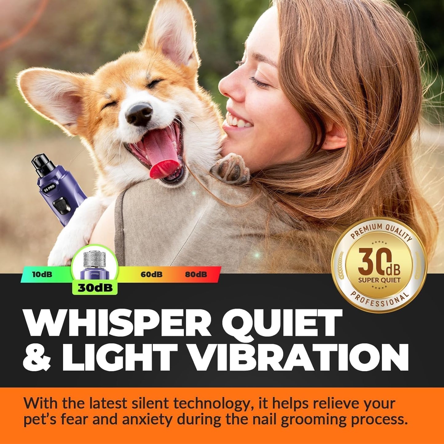 Dog Nail Grinder with 2 LED Lights Powerful 2 Speeds Super Quiet Dog Nail Trimmers with 3 Grinding Wheels Rechargeable Pet Dog Nail Clippers for Large Medium Puppy Dogs Nail File Cat Nail Clipper Blue