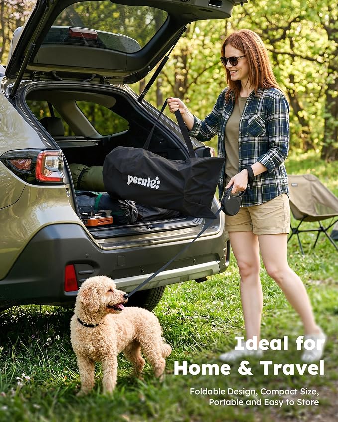 Pecute Raised Dog Bed with Cooling Mat, Elevated Pet Cot for Cats, M | Breathable Textilene Mesh, Outdoor Camping & Beach, Steel Frame,130 lbs Heavy Duty Support, Tool-free 3-second Quick Assembly