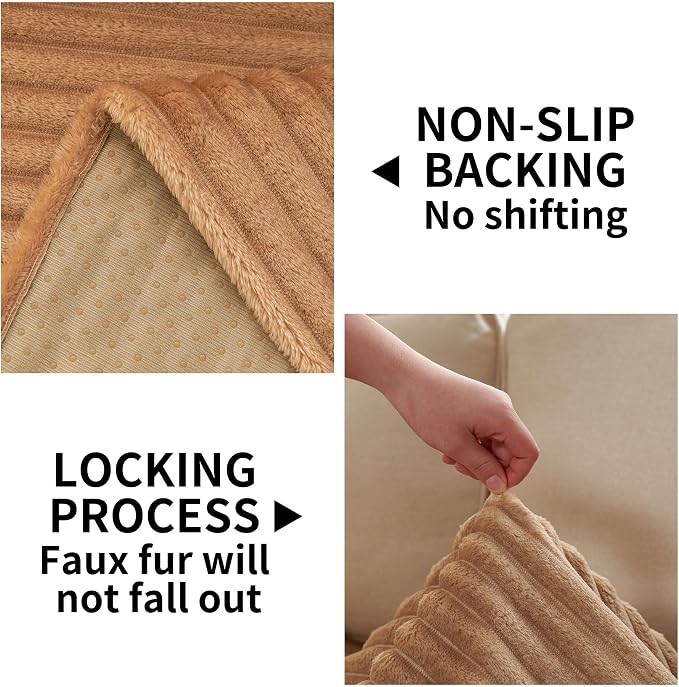 HAOMAIJIA Waterproof Couch Cover for Dogs Washable,Faux Fur Pet Couch Covers for Sofa,Soft Dog Bed Cover Non-Slip Couch Covers for 3 Cushion Couch Sofa Pet Friendly (Khaki, 35" x 82")