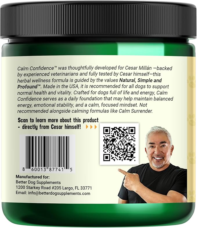 Better Dog Supplements Calm Confidence by Cesar Millan – Natural Cognitive & Brain Support for Dogs – Focus, Energy & Vitality with Ashwagandha, Panax Ginseng & Herbs – 4oz, (60-Day Supply)