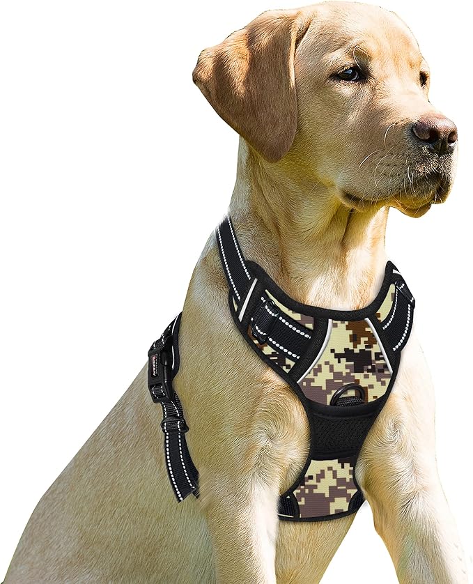 BARKBAY Dog Harness No Pull for Small Sized Dog Front Back Clips,Dog Vest | Soft Padded No Choke With Handle,Easy On&Off,Adjustable Reflective For Walking Training Running(Desert Camo,S)