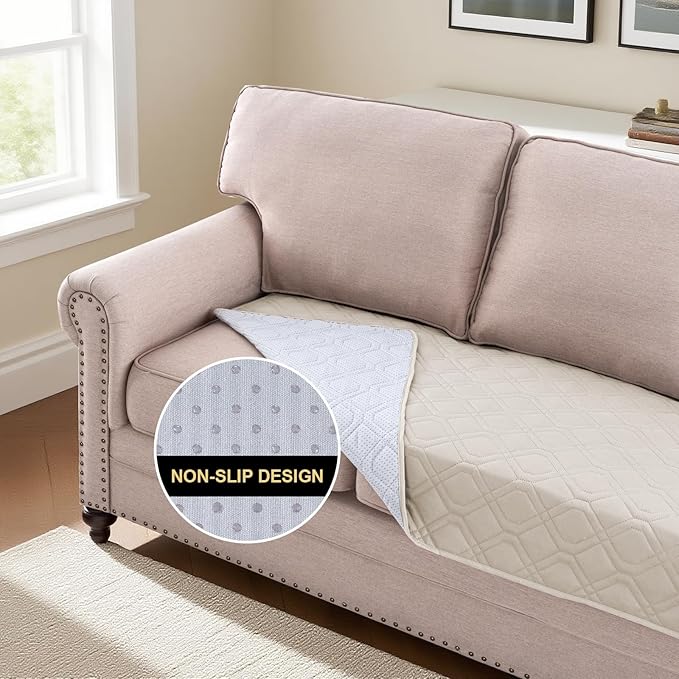 PrinceDeco Waterproof Dog Blanket Anti-Slip Couch Cover for Dogs Replacement Pet Blanket for Furniture Bed Couch Sofa Puppy Essentials(32x62 Inch, French Oak)