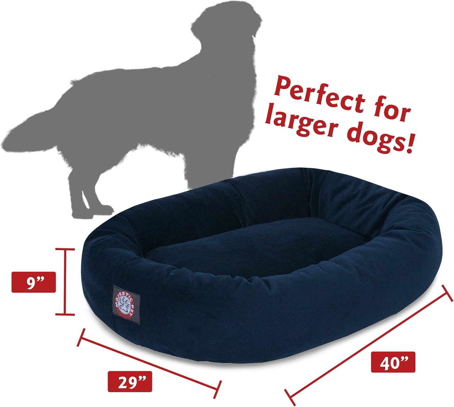 Majestic Pet Villa 32 Inch Shredded Memory Foam Dog Bed for Medium Sized Dogs 32x23x7 Inch–Orthopedic Dog Bed - Durable Pet Bed - Washable Medium Pet Bed with Head Support-Pearl