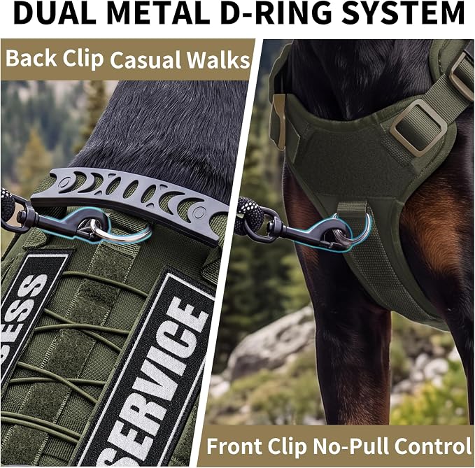 Tactical Dog Harness for Small Dogs, No Pull Vest with Control Handle, Heavy Duty Adjustable Reflective Pet Harness for French Bulldog, Pug, Puppy Walking, Training