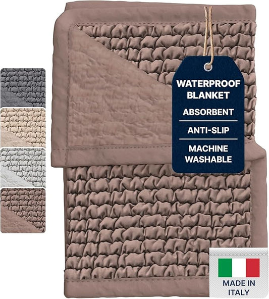 PAULATO BY GA.I.CO. Waterproof Blanket – 24x86” Changing Absorbent Pad for Incontinence – Machine Washable Stain-Resistant Protector for Couch Sofa or Bed – Reusable Waterproof Cover - Marsala