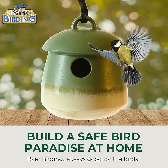 Byer of Maine Return Bird Home, Hanging Bird House, Soft Green, 7 D x 7 H inches