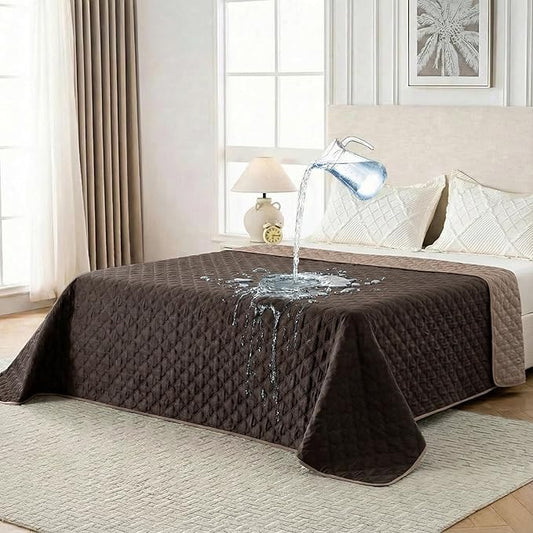 Waterproof Dog Blanket, Couch Cover for Dogs Washable, Reversible Dog Bed Cover, Couch Furniture Protector. (Dark＆Light Brown, 82 X 120 Inch - 1 Pack)