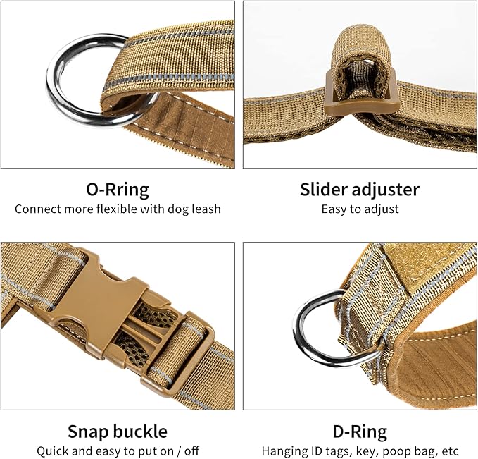 Annchwool No Pull Dog Harness with Soft Padded Handle-Reflective Strip Escape Proof and Quick Fit to Adjust Dog Harness-Easy for Training Walking for Small & Medium and Large Dogs(Brown,S)
