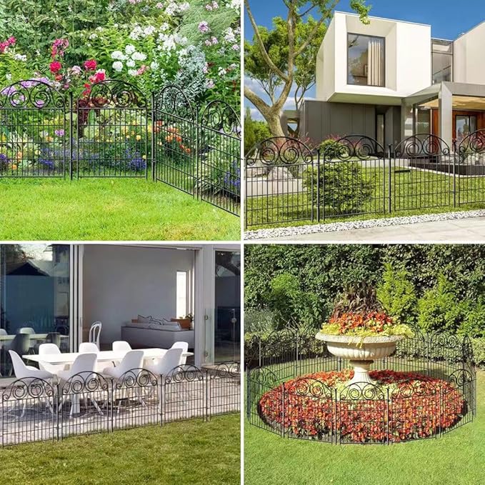 Getlay Tall Garden Fence with Gate, 40 Inch(H) 20 Panels Total Length 43.7 Ft, Dog Fencing Outdoor for Yard, Dog Digging Fence Barrier, Decorative Fence for Garden│Patented