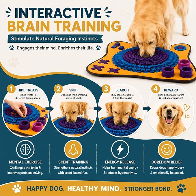 PET ARENA Adjustable Dog Snuffle Mat, Interactive Feeding Enrichment Toy | Encourages natural foraging, slows eating, reduces boredom, and provides mental stimulation for pets of all ages.