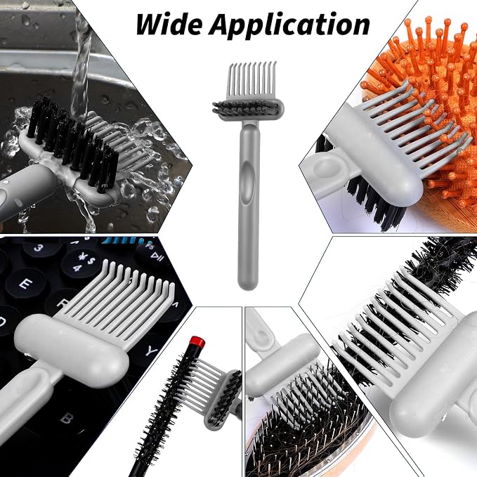 Yuanchu 2Pcs 2-in-1 Hair Brush Cleaner and Remover Tools, Dual-Sided Comb Effective Hairbrush Cleaner for Removing Hair and Dust Home Salon Travel Use(Grey)