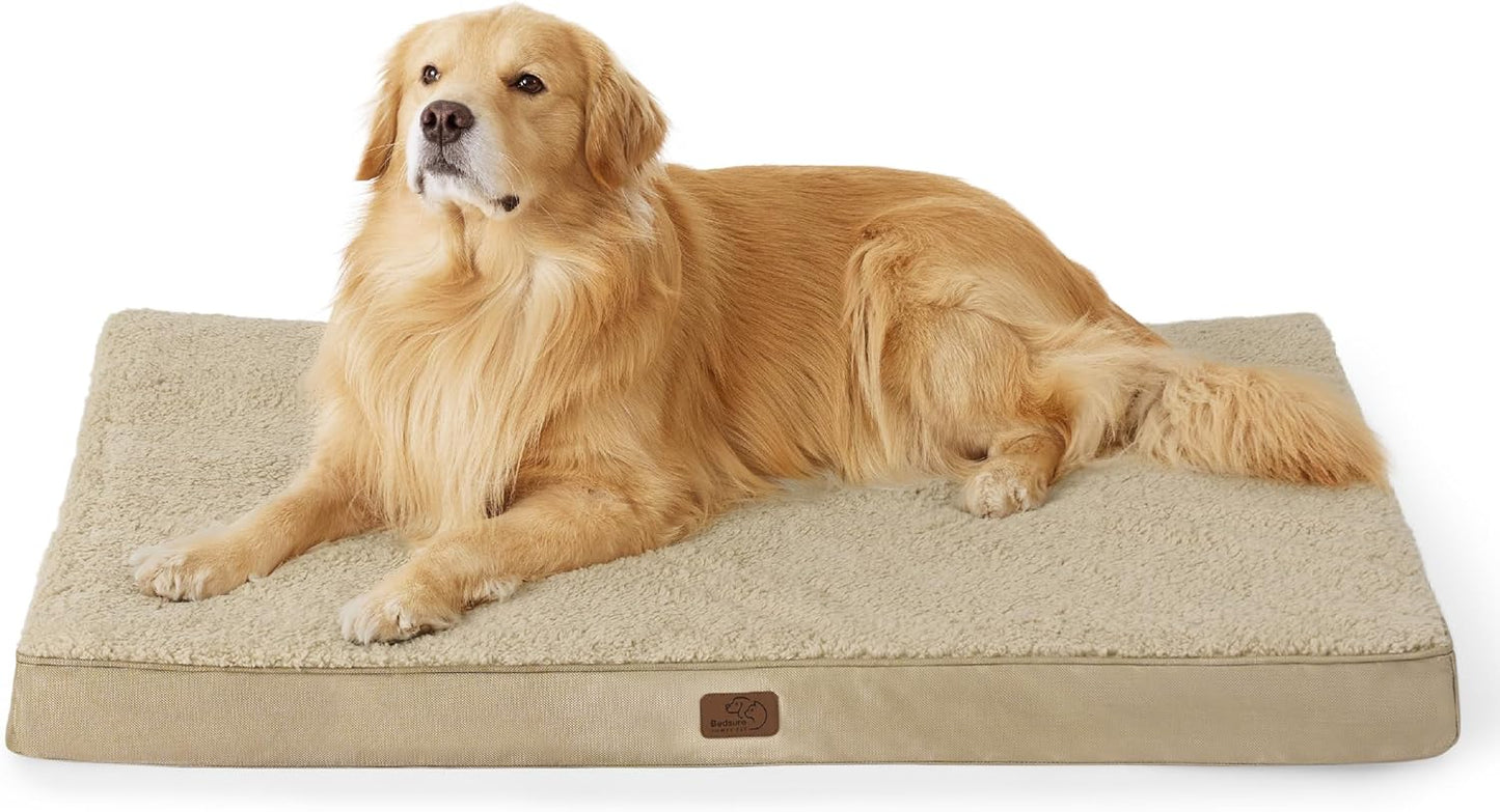 Bedsure XL Dog Beds Large Sized Dog - Extra-Large Orthopedic Flat Puppy Bed with Removable Washable Cover, Egg Crate Foam Pet Mat, Suitable for Pet Up to 100 lbs