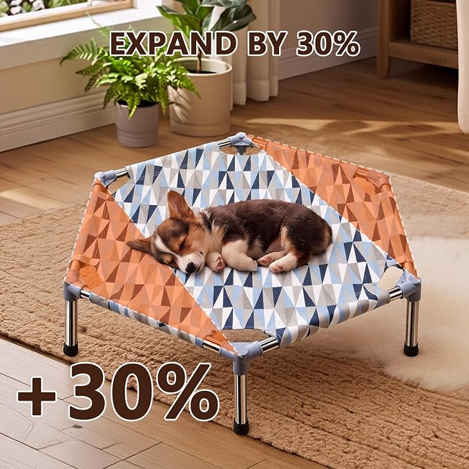 Elevated Dog Bed, Raised Cooling Dog Bed, Outdoor Dogs Cot Small, Pet Cot | Hexagon Outdoor Dog Bed with Metal Frame for Up to 40 lbs, Portable Dog Hammock for Patio Camping, Breathable, Off the Ground