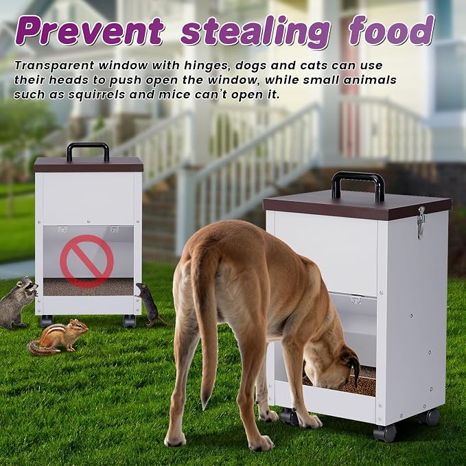 Automatic Dog Feeder Large Breed Outdoor Gravity Auto Feeder Dog Food Dispenser for Large Dogs Pets Metal Galvanized