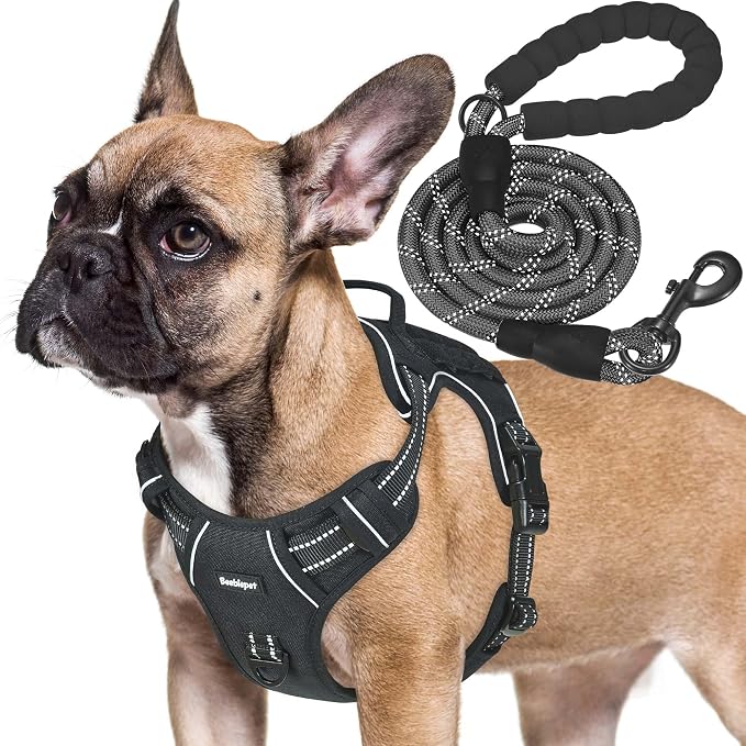 Beebiepet Heavy Duty Tactical Dog Harness for Small Dogs, No Pull Adjustable Pet Harness Reflective Service Training Easy Control Pet Vest Military K9 Working Dog Harnesses- Medium, Black