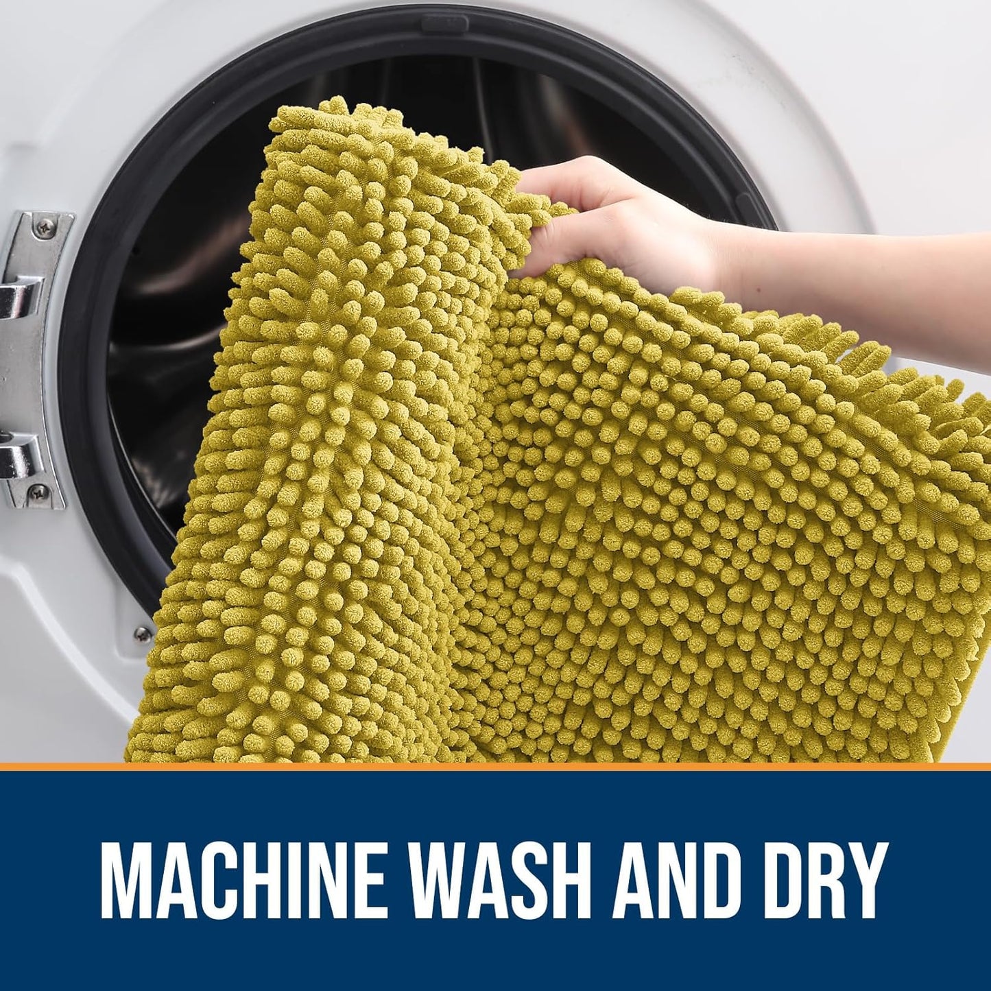 OLANLY Dog Door Mat for Muddy Paws 36x24, Absorbs Moisture and Dirt, Absorbent Non-Slip Washable Doormat, Quick Dry Chenille Mud Mat, Entry Indoor Entryway Carpet for Inside Floor, Mustard Yellow