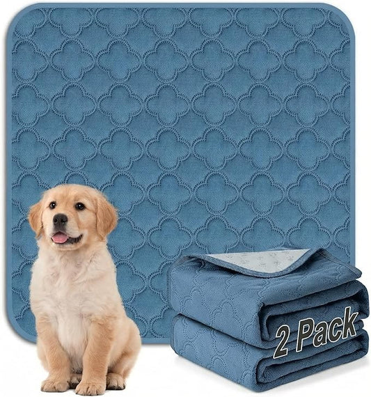 Washable Pee Pads for Dogs - 2 Pack Reusable Pee Pads，Waterproof Puppy Pads，Pet Training Pads，Super Absorbent with Dog Paw Shape Non-Slip Backing (Blue, 36" X 41" - 2 Pack)