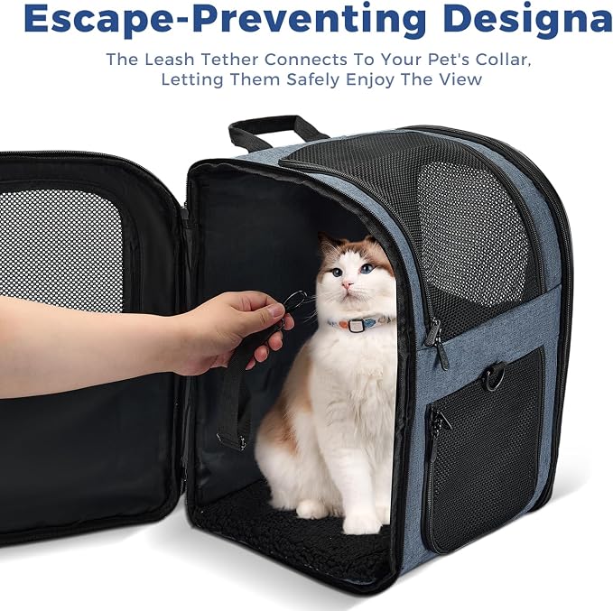Apollo Walker Dog & Cat Carrier Backpack for 4-18lb Pets - Ventilated Safe Design with Padded Back Support, Breathable Mesh Pet Backpack for Hiking, Travel, Outdoor (Navy)