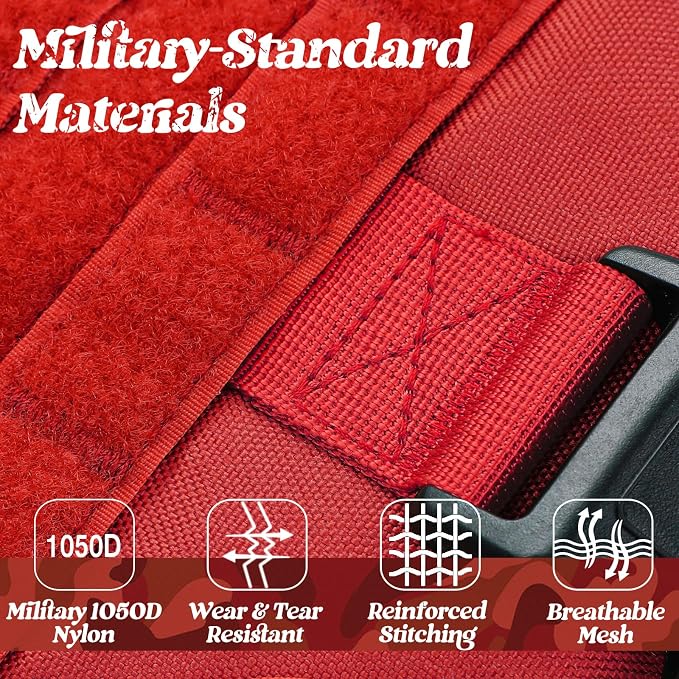 rabbitgoo Tactical Dog Harness for Small, Heavy Duty Military No Pull Vest | Sturdy Metal Buckles, 5 Adjustments, Molle System, Powerful Pullers for Training, Hunting, Outdoor, Red, Small