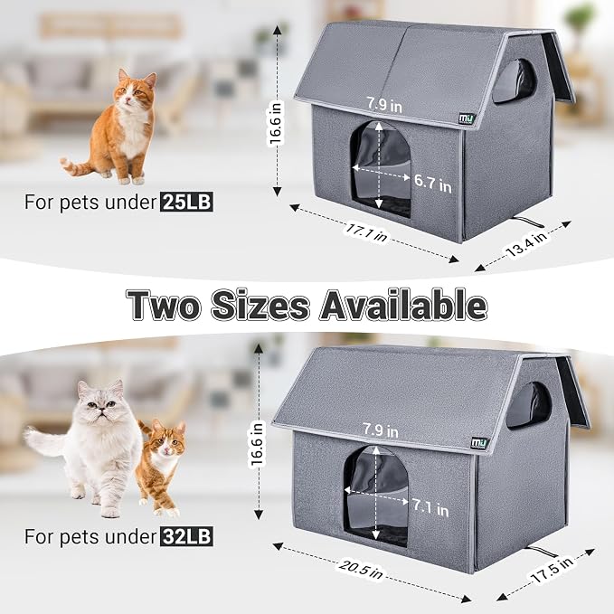 MIU Color Outdoor Cat House, Extra Large Weatherproof Cat Houses for Outdoor Cats, Warm Feral Cat Shelter with Removable Soft Mat, Big Cat Bed, 20.5"x17.5"x16.6" | Insulated Feral Cat Shelter with Removable Soft Mat, Easy to Assemble,20.5"x17.5"x16.6"