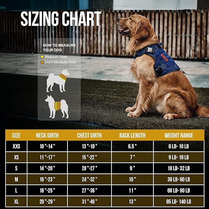 OneTigris Tactical Dog Harness with Handle No-Pull Adjustable for Small Dog | Military 1000D Pullable Nylon, Service Dog Vest with Hook & Loop Panels, Easy On & Off for Walking Hiking Training Blue XS