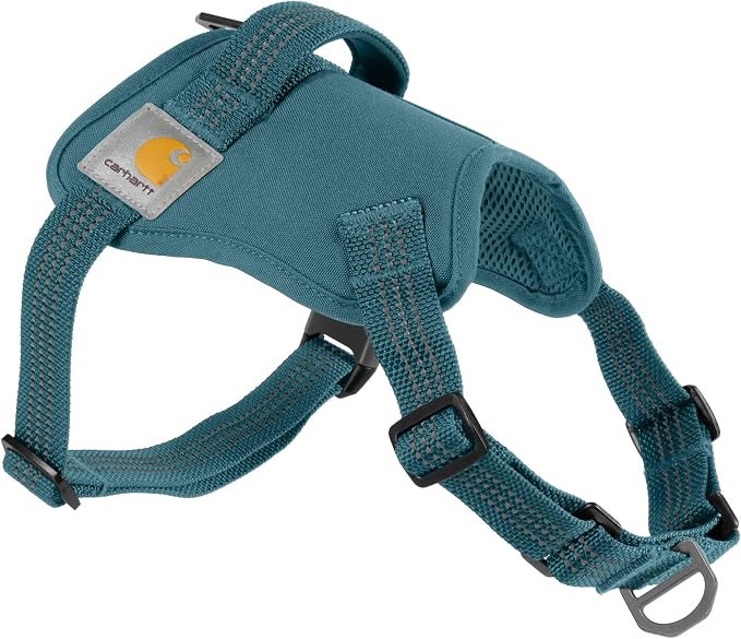 Carhartt Nylon Duck No Pull Dog Harness Harbor Teal M | Fully Adjustable Dog Harness with Quick Control Handle and Reflective Accents