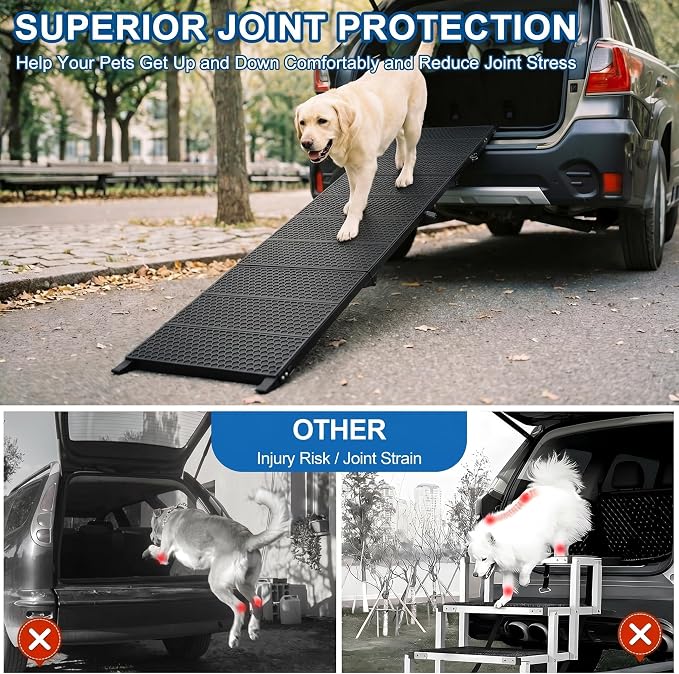 Dog Ramp for Car 90" X 17.6" Extra Long Folding Aluminum Pet Ramp for Large Dogs up to 250 LBS, High-Traction Dog Ramps for SUV Truck Cars