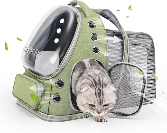Cawypety Expandable Cat Backpack,Cat Bubble Backpack Carrier for Carrying Cats, Pets and Small Dogs,Airline-Approved,Designed for Travel, Hiking, Walking,Car