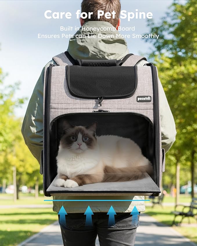 pecute Cat Backpack Expandable, Dog Carrier Backpack Breathable, Large
