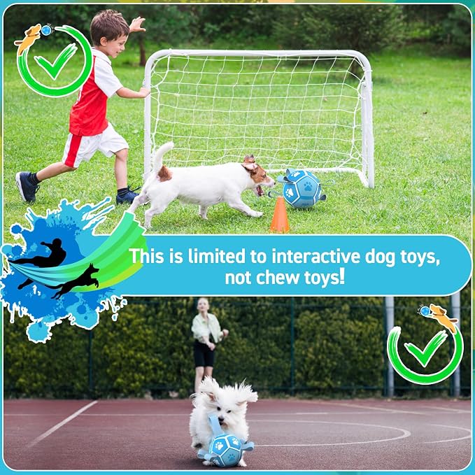 QDAN Small Dog Balls, 5 Inch Dog Soccer Ball with Straps, Outdoor Dog Toys, Pet Training Soccer for Small Medium (5 Inch)
