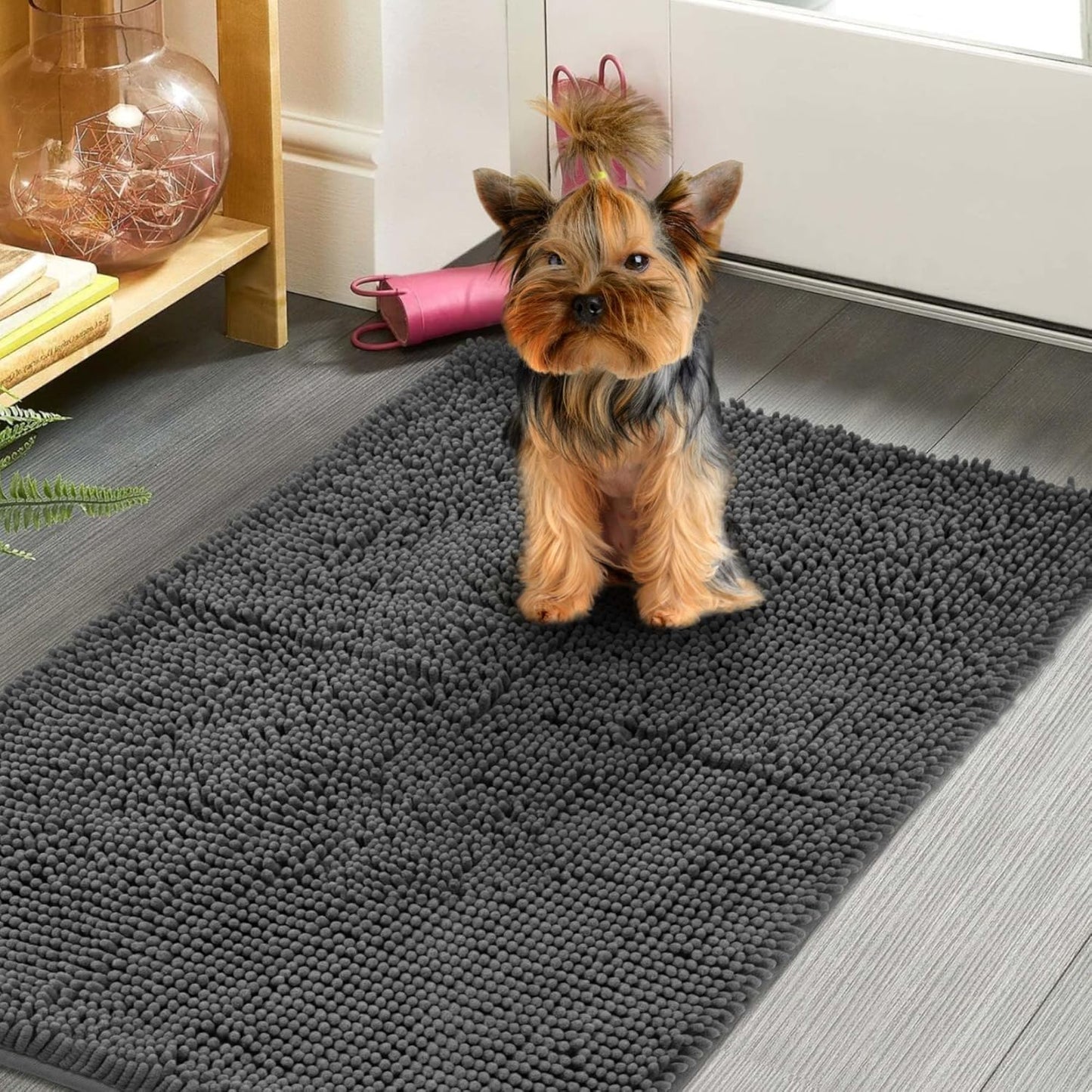 Dog Door Mat Indoor Entrance, 48" x 30" Absorbent Quick-Drying Mud Rugs, Non-Slip Door Rugs for Entryway Indoor Washable, Soft Chenille Dog Mat for Muddy Paws
